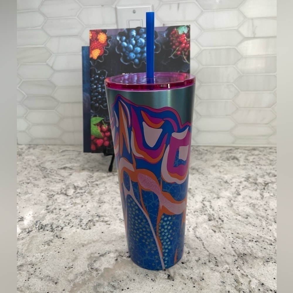Starbucks Summer 2024 Butterfly Patterned Purple Silver SS Tumbler. New. NWT!